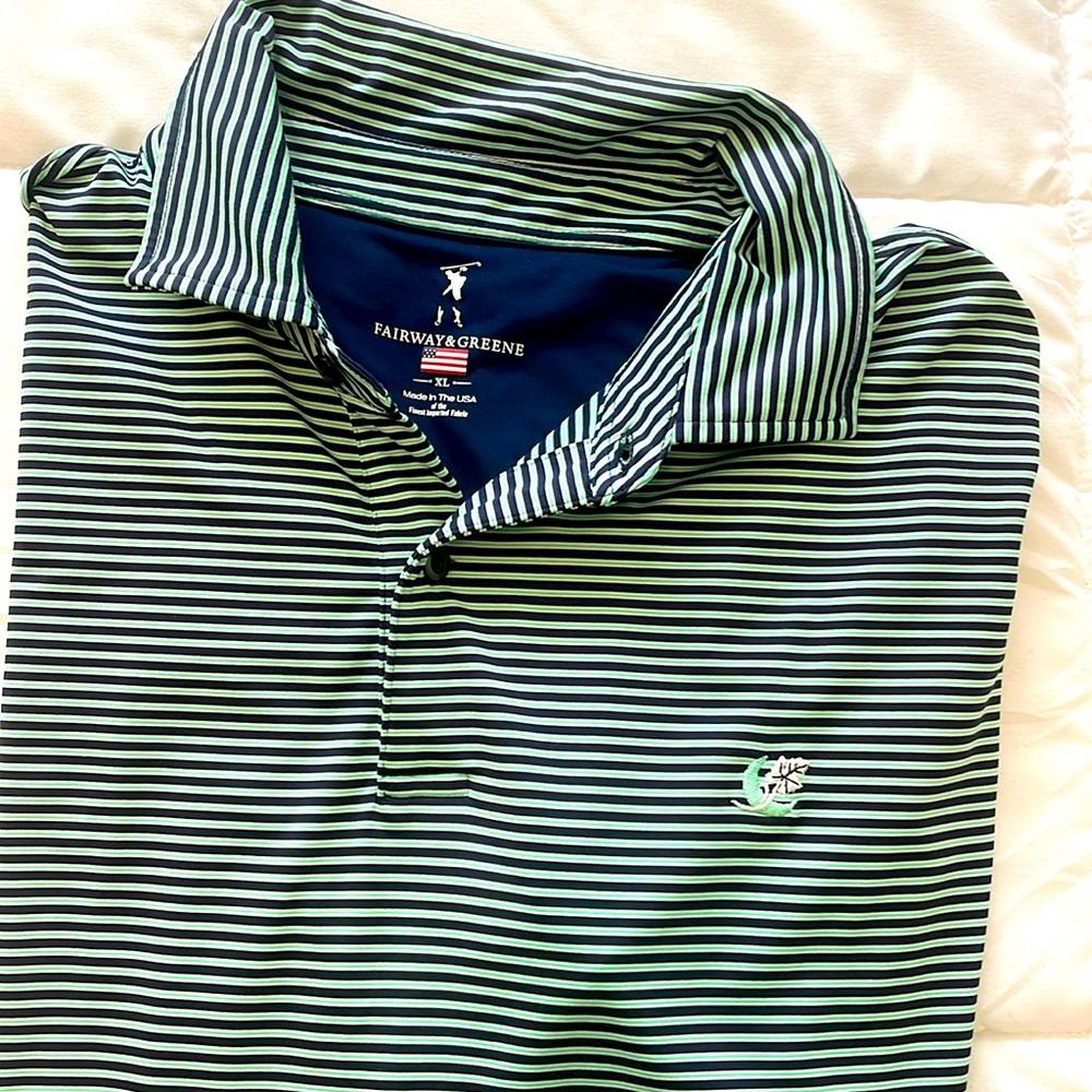 Fairway& Greene Stripped XLShort Sleeve Polo